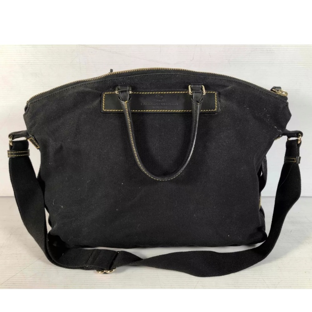 Dooney & Bourke Black Canvas Double Handle Adjustable Messenger Shoulder Handbag